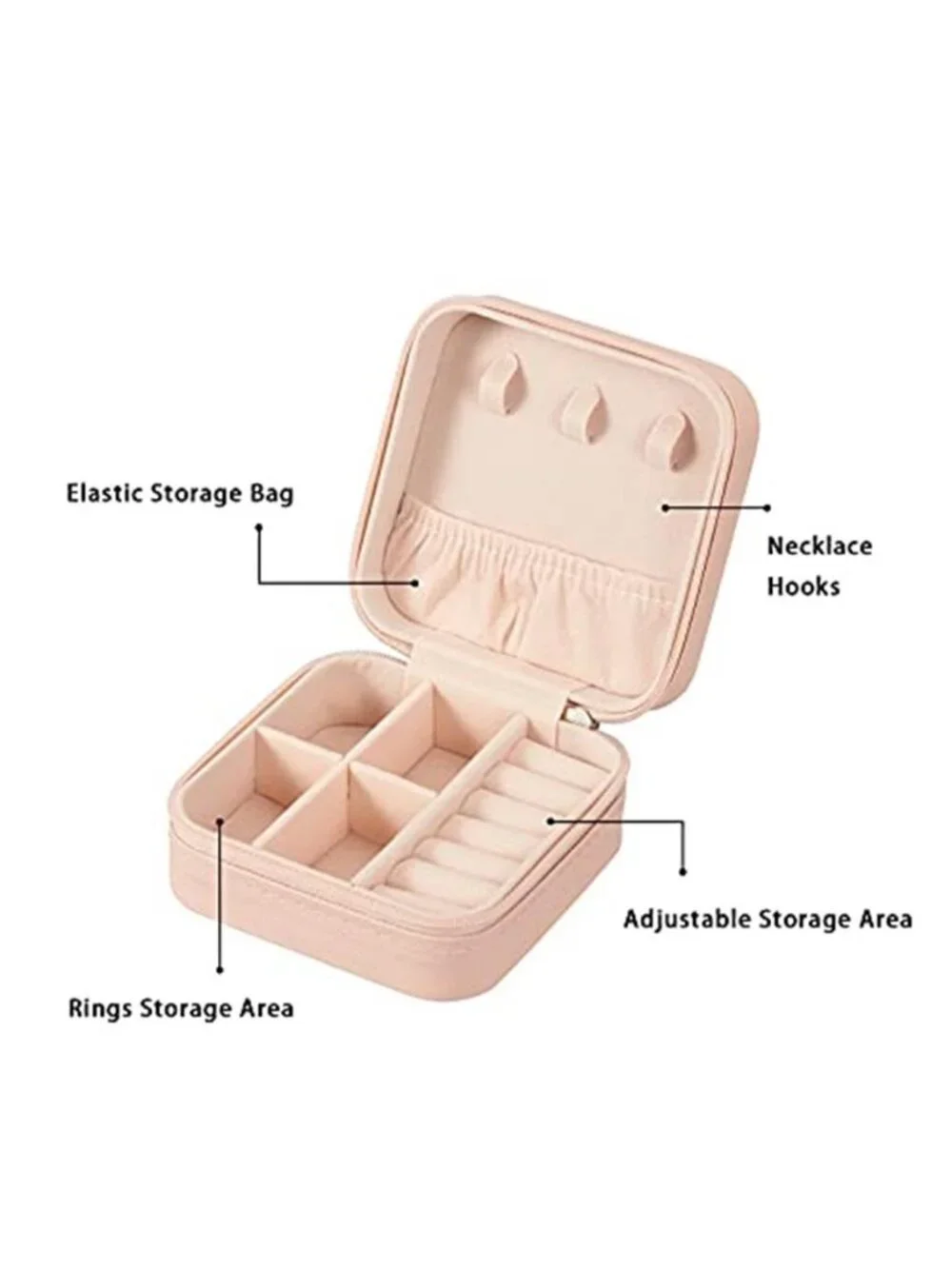 Pink Travel Jewelry Box Organizer Case PU Leather Ring Earring Necklace Holder